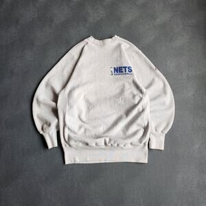 Vintage New Jersey Nets NBA Grey Champion Reverse Weave Sweatshirt XL